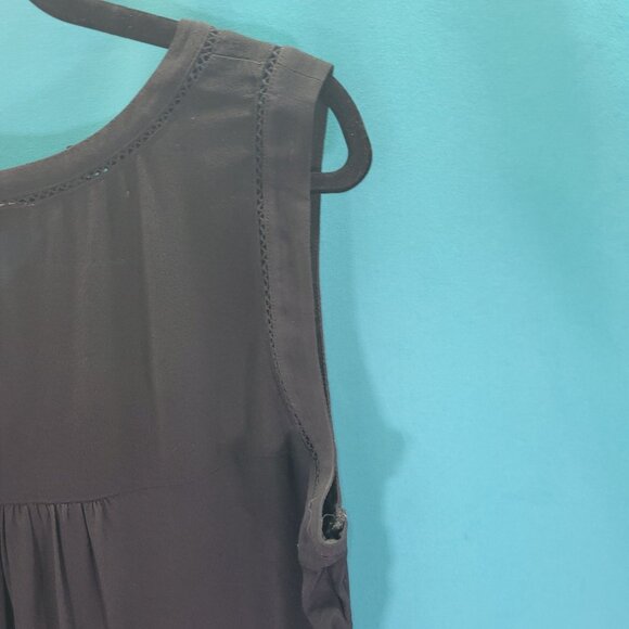 Loft Womens Black Sleeveless V-Neck Tiered Tank Top Medium - Picture 8 of 10